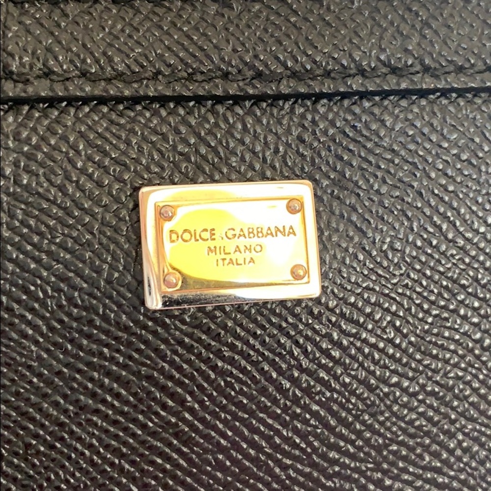 Dolce Gabanna black leather shopping tote